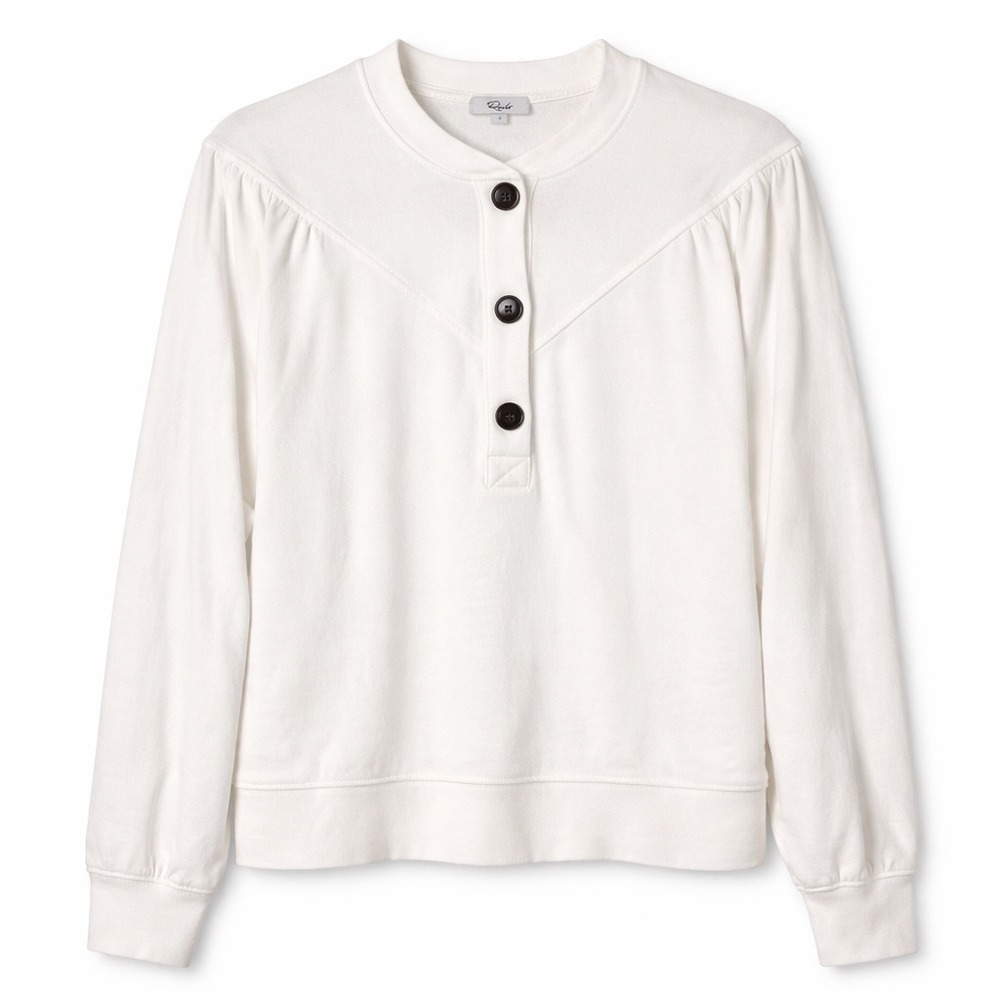 Rails Cream Henley Sweatshirt Size Small Button Front Pullover Cotton Shirt